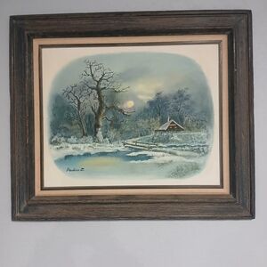 Moody Rustic Winter Landscape Framed Art